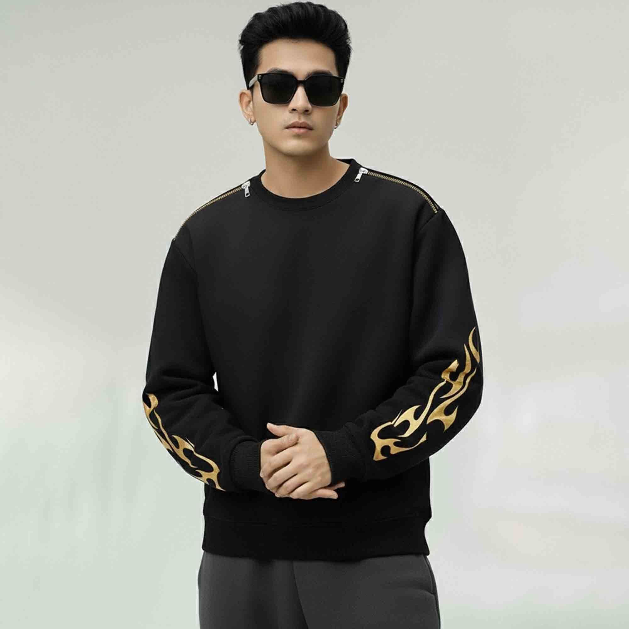 Men’s Full Sleeve Black Sweatshirt with Designer Print