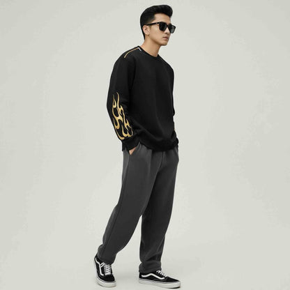 Men’s Full Sleeve Black Sweatshirt with Designer Print