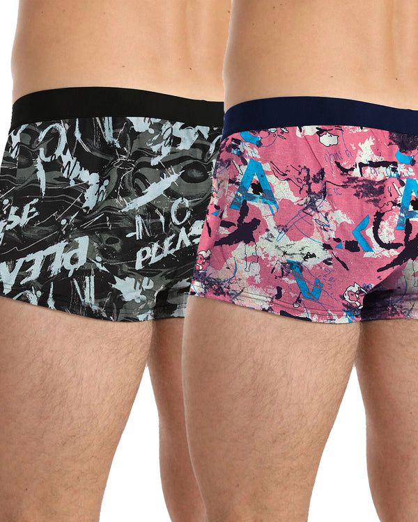 (Pack Of 2) Mens Printed Trunks / Multicolor