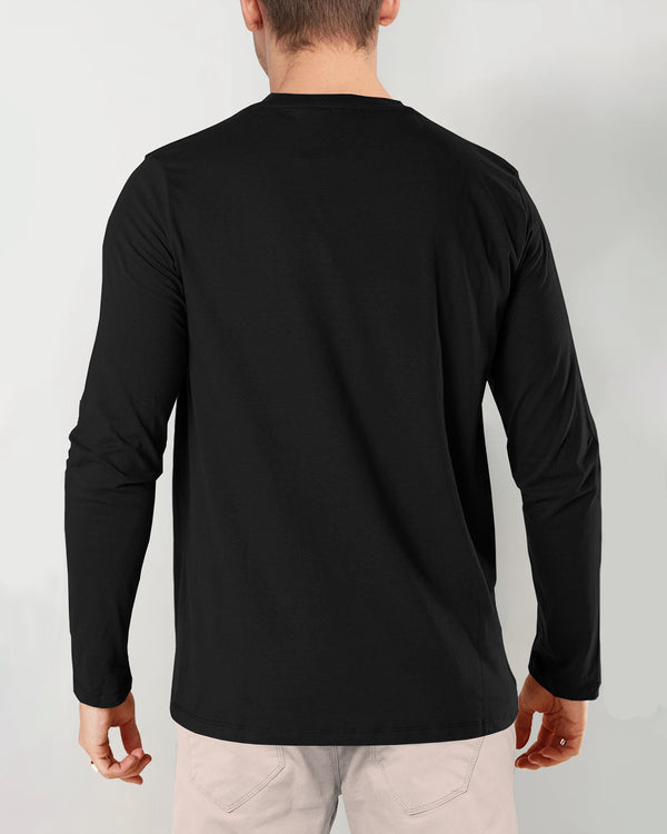 Men Solid V Neck Cotton Blend Black T-Shirt