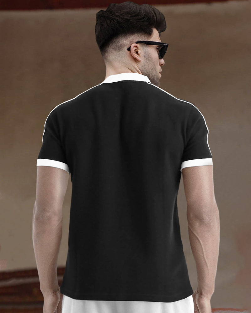 Mens Tracksuit Half Sleeve Black T-shirt / Black Trackpant