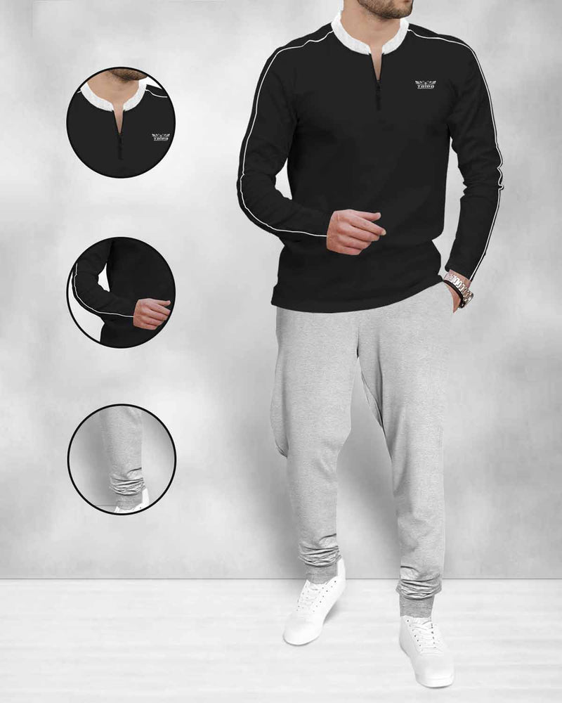 mens tracksuit FULL SLEEVE - BLACK GREY