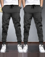 (Pack Of 2) Mens Plain Tarackpants / Charcoal Black