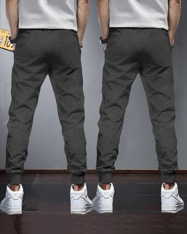 (Pack Of 2) Mens Plain Tarackpants / Charcoal Black