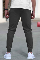 Men Colorblock Cotton CHARCOAL BLACK-Black Jogger TrackPant