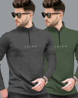 (Pack Of 2) Full Sleeve Mens High & Henley Neck T-shirts / 6 Variants Combo