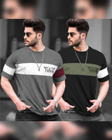 (Pack of 2) Men Printed Round Neck Multicolor T-Shirt