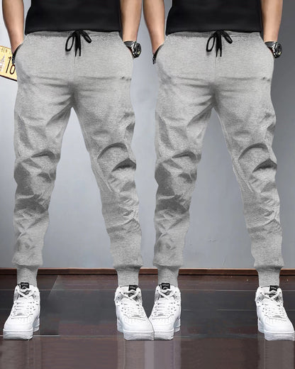 (Pack Of 2) Mens Plain Grey Tarackpants