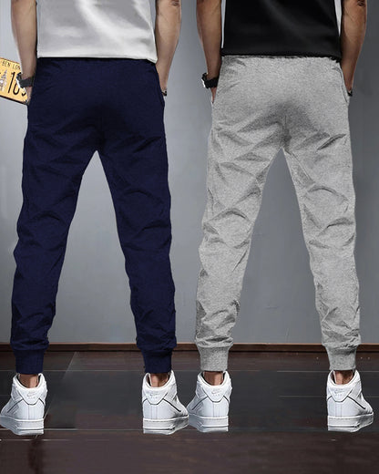 (Pack Of 2) Mens Plain Grey & Navy Tarackpants