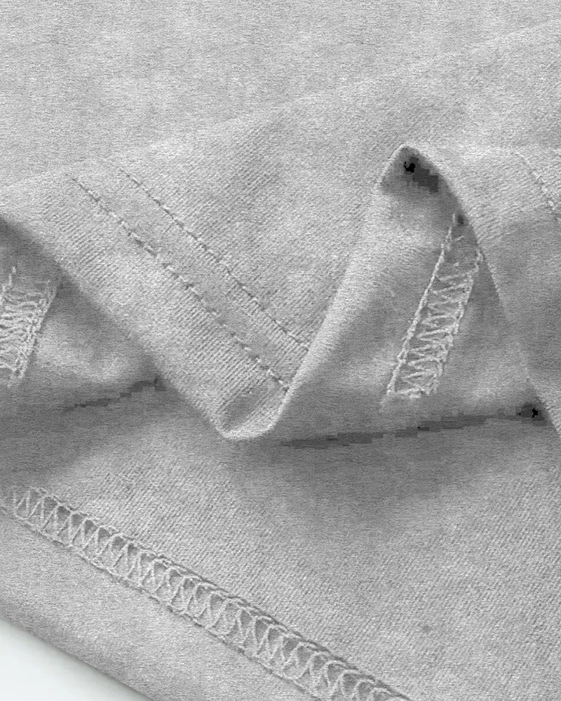 Men High Neck Plain Half Sleeve T-shirt / Grey
