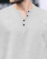 Half Sleeve Henley Neck Plain T-shirt / Grey