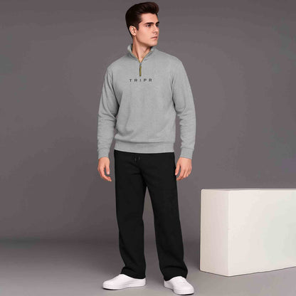 Olive Green High Neck Sweatshirt & Olivegreen Plain Baggy Cargo Tracksuit