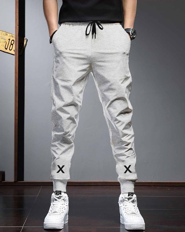 Men Light Grey Cuffed Ankles TrackPant