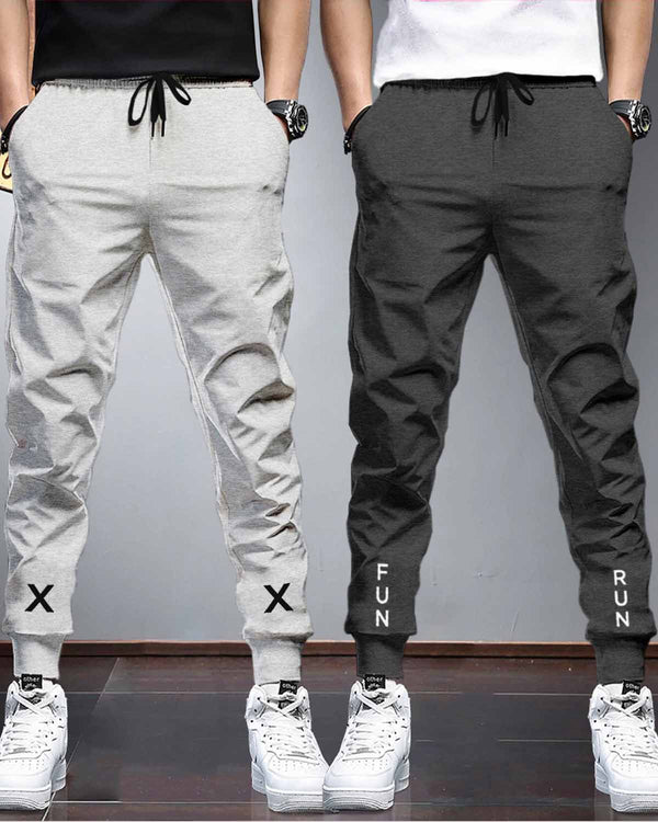 Men Sports Trackpants Combo |Grey & Charcoal Black (Pack of 2)