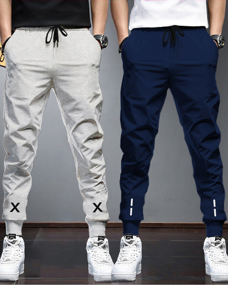 Men Sports Trackpants Combo |Grey & Navy blue (Pack of 2)