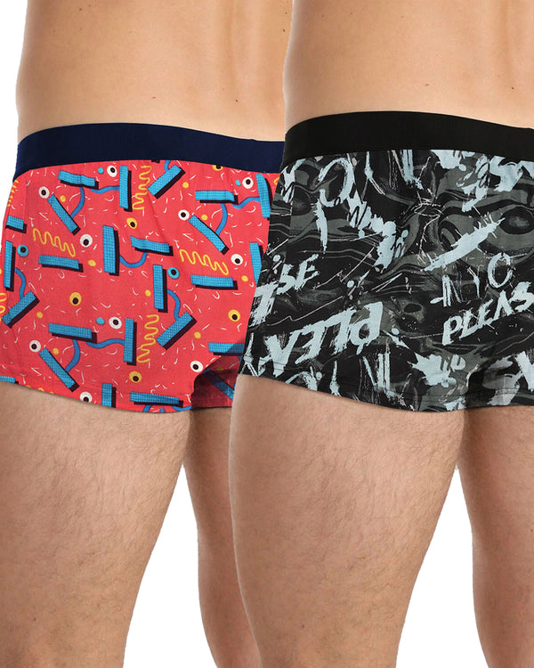 (Pack Of 2) Mens Printed Trunks / Multicolor