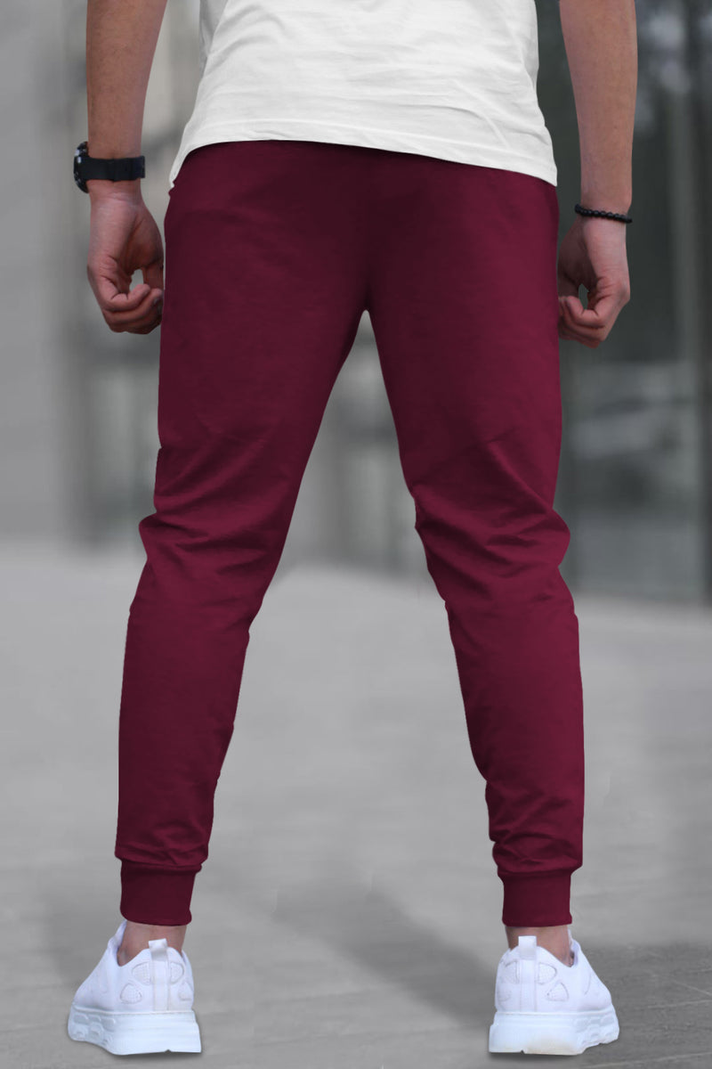 Men Colorblock Cotton Maroon-Black Jogger TrackPant