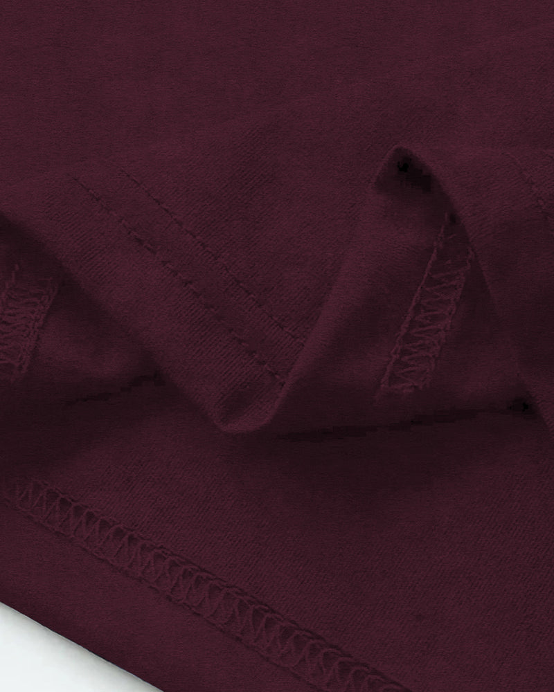 Men High Neck Plain Half Sleeve T-shirt / Maroon