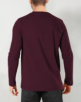 Men Solid V Neck Cotton Blend Maroon T-Shirt