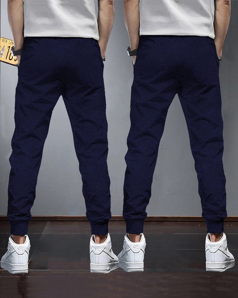 (Pack Of 2) Mens Plain Tarackpants / Navy Blue