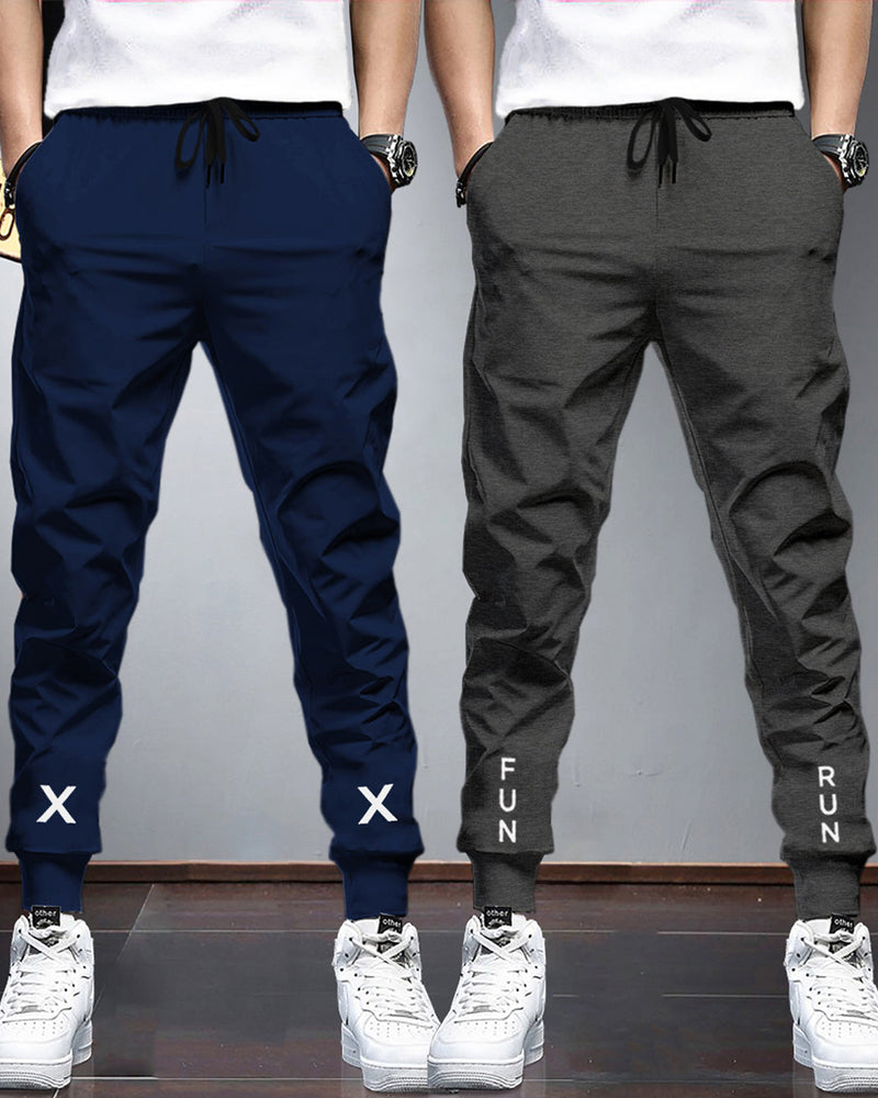 Men Sports Trackpants Combo | Navy blue & Charcoal Black (Pack of 2)