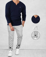 ( Navyblue & Grey Tracksuit ) Full Sleeve V-neck T-shirt with Jogger Pant