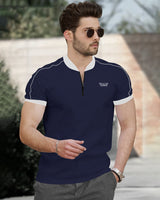 Men Solid Mandarin Collar Cotton Blend Multicolor T-Shirt