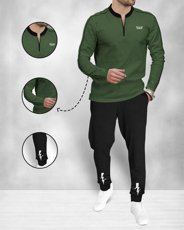 mens tracksuit FULL SLEEVE -OLIVE GREEN BLACK