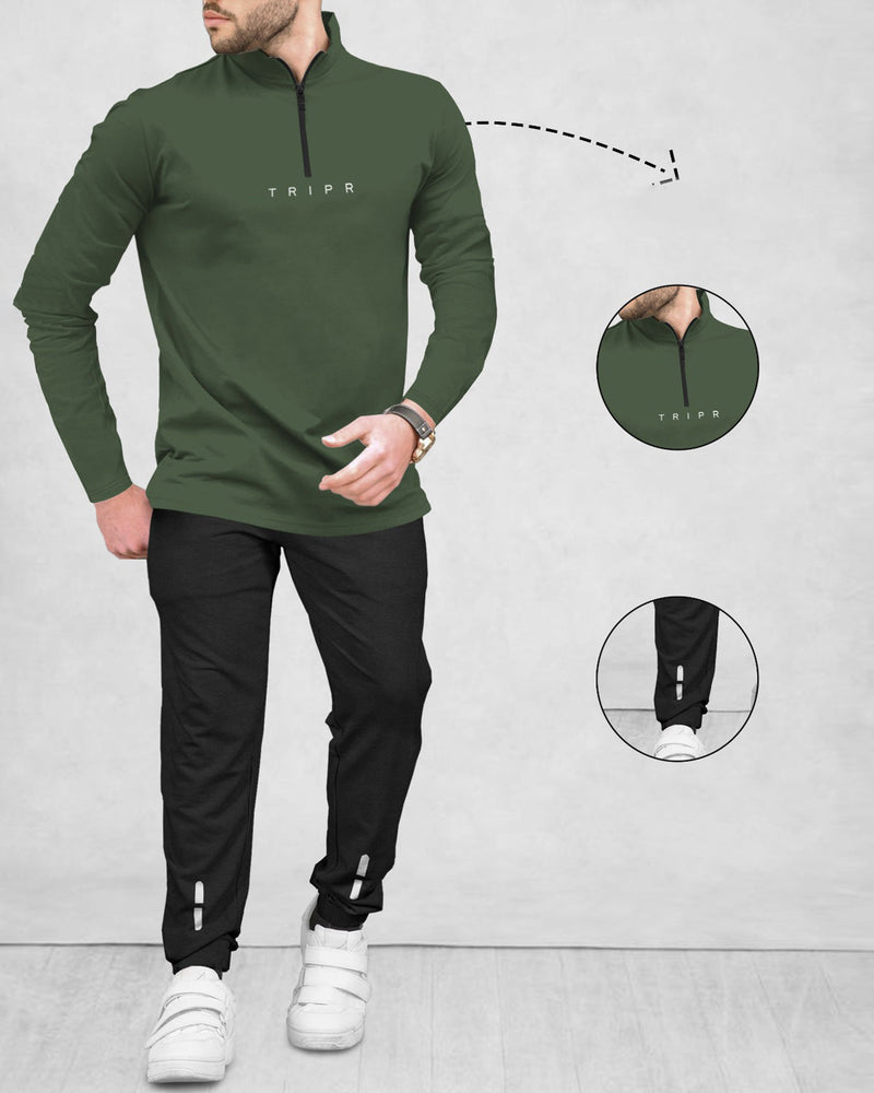 mens tracksuit OLIVE GREEN-BLACK