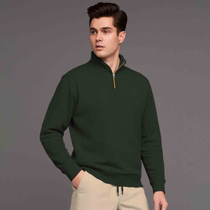 Olive Green High Neck Sweatshirt & Beige Plain Baggy Pant