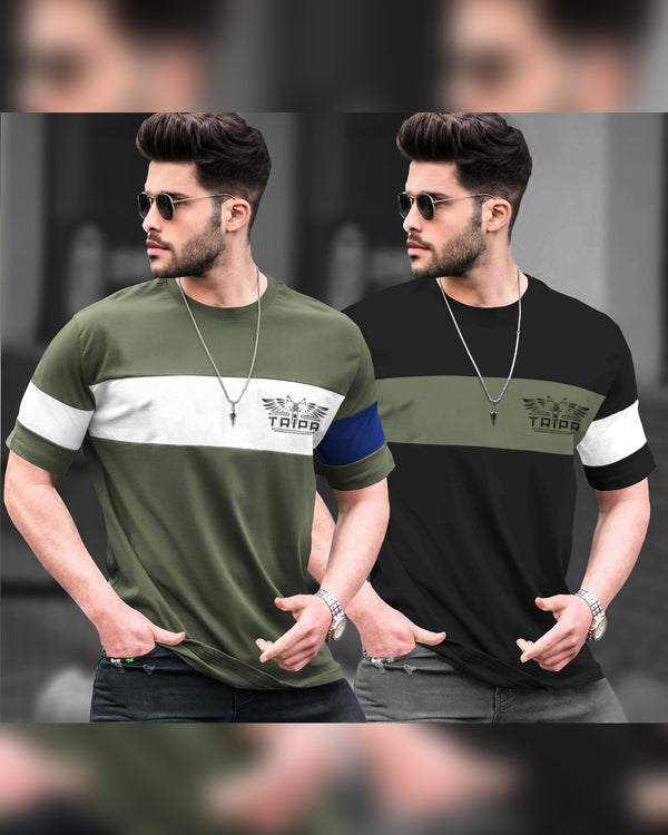 Pack of 2 Men Printed Round Neck Multicolor T-Shirt