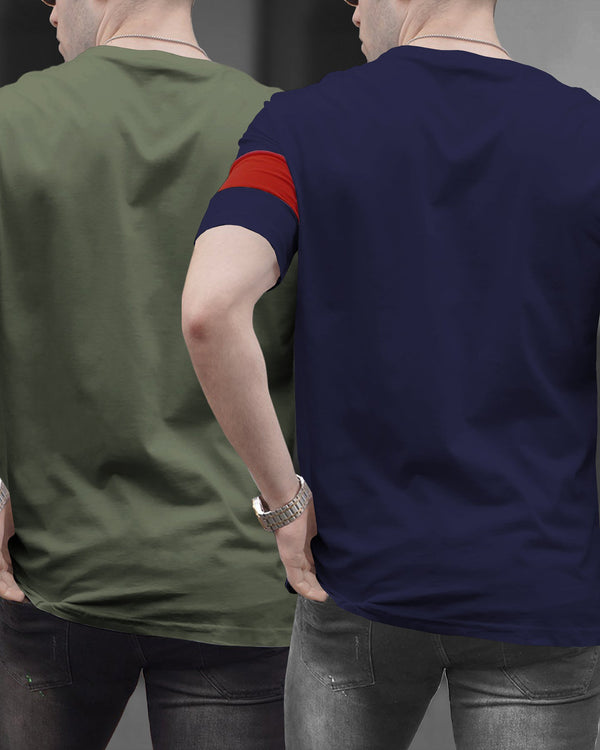 Pack of 2 Men Printed Round Neck Multicolor T-Shirt