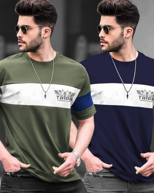 Pack of 2 Men Printed Round Neck Multicolor T-Shirt