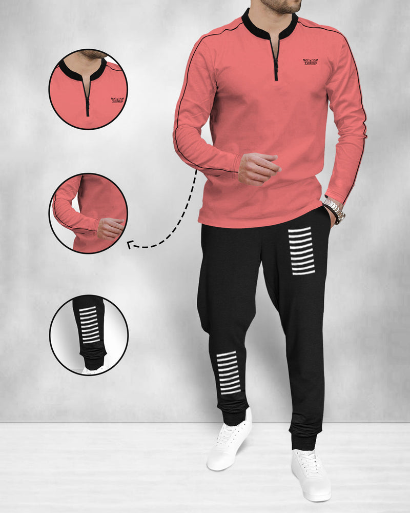 mens tracksuit FULL SLEEVE - PINK BLACK