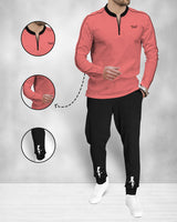 mens tracksuit FULL SLEEVE - PINK BLACK