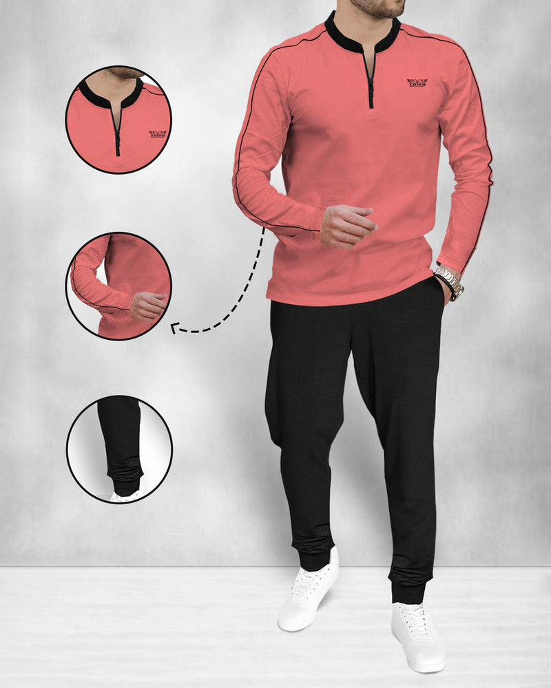 mens tracksuit FULL SLEEVE - PINK BLACK