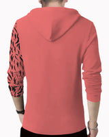 Men Printed Hooded Neck Cotton Blend Pink T-Shirt