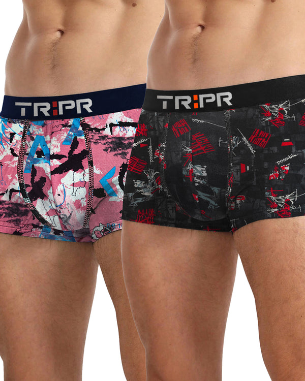 (Pack Of 2) Mens Printed Trunks / Multicolor