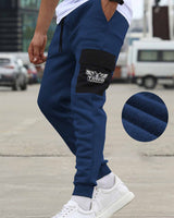 mens loopknit cargo jogger royal blue black