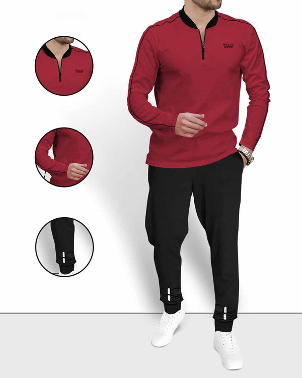 TRACKSUIT - MEN FULL SLEEVE T-SHIRT RED | BLACK TRACKPANT