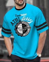 Men Drop Shoulder Skyblue Printed T-shirt