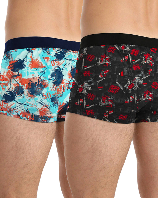 (Pack Of 2) Mens Printed Trunks / Multicolor