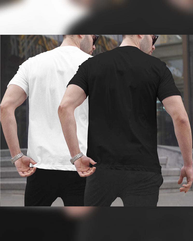 Pack of 2 Men Printed Round Neck Cotton Blend Multicolor T-Shirt