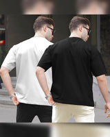 (Pack of 2) Men Oversized T-Shirt With Flap Pocket | White & Black