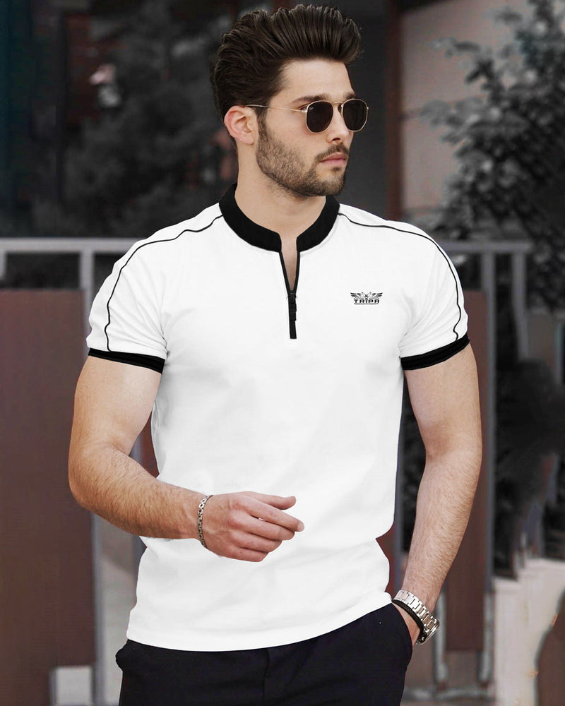 Men Mandarin Collar Half Sleeve T-Shirts | 6 Colors