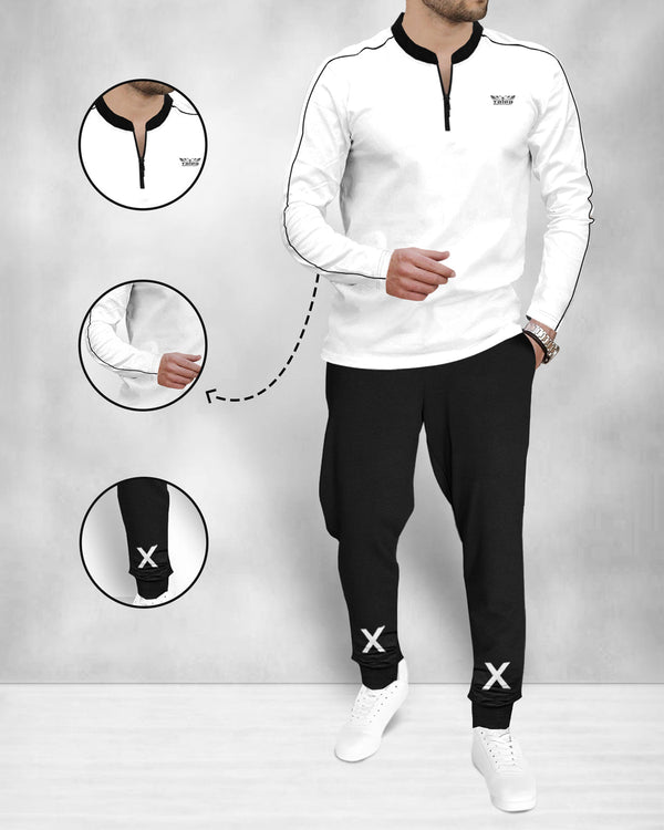 mens tracksuit FULL SLEEVE - WHITE BLACK