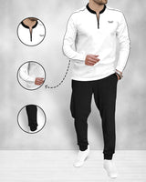 mens tracksuit FULL SLEEVE - WHITE BLACK