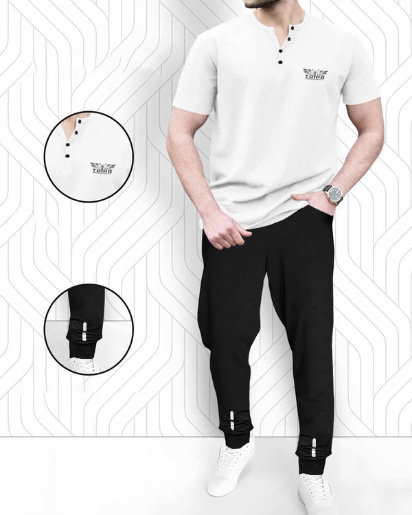 mens tracksuit - white - BLACK