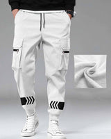 mens white loopknit cargo jogger