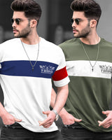 Pack of 2 Men Printed Round Neck Multicolor T-Shirt